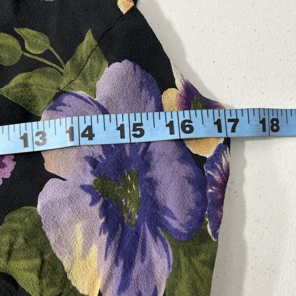 David Warren‎ Midi Dress Woman 8 Black Floral Silk Fairycore Romantic Whimsical - Picture 6 of 7